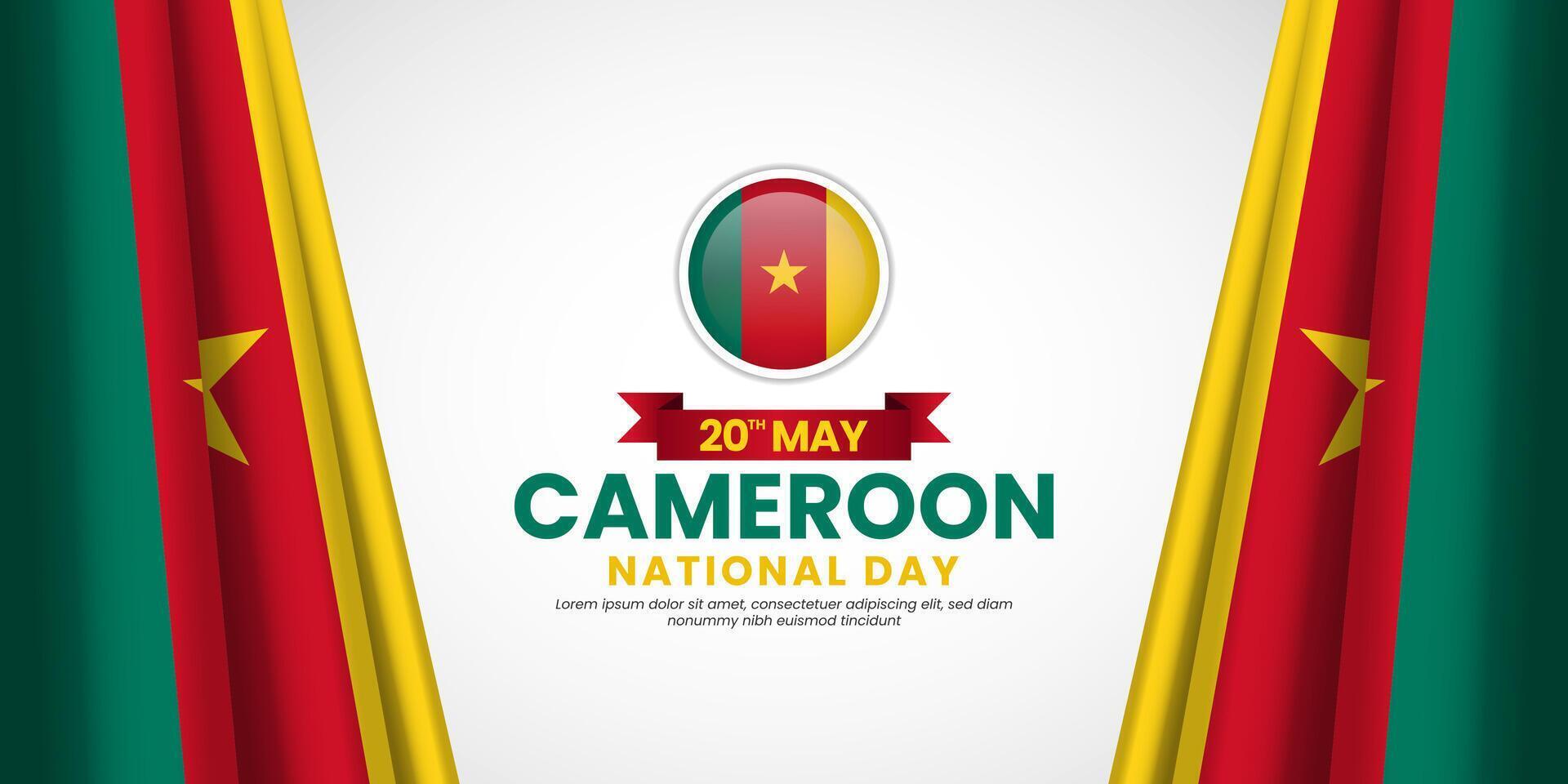 Cameroon national day banner background with flag design with blank space area vector