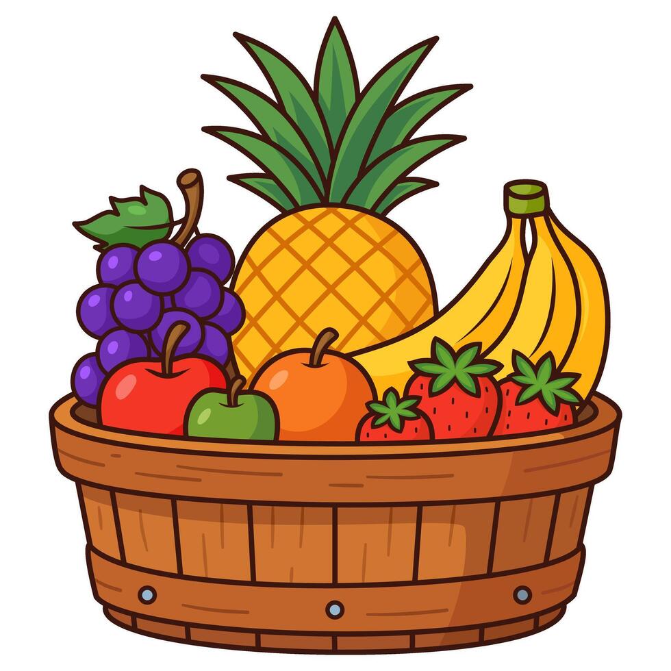 Healthy fruits color line illustration vector