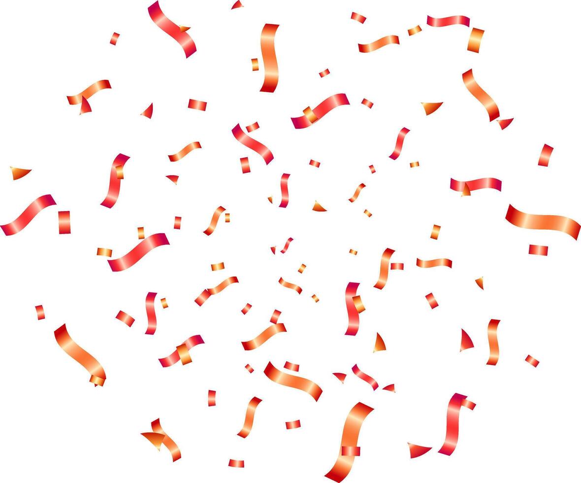 Red and orange confetti explosion, anniversary, celebration, greeting illustration decoration banner background vector