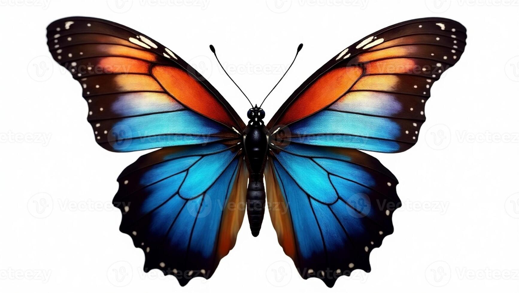 A colorful butterfly is shown on a white background photo