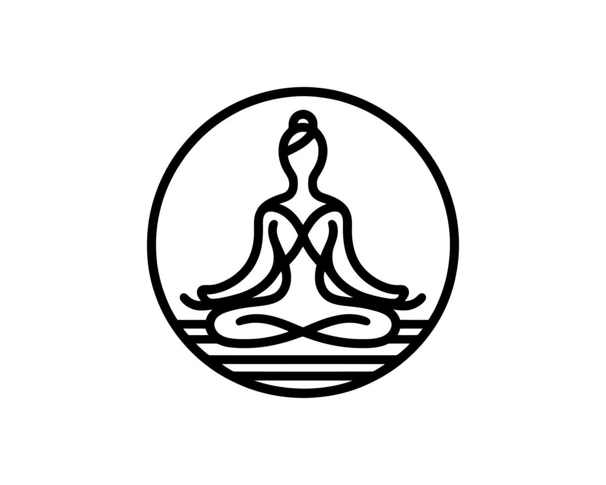 A black and white logo of a woman sitting in a lotus position vector