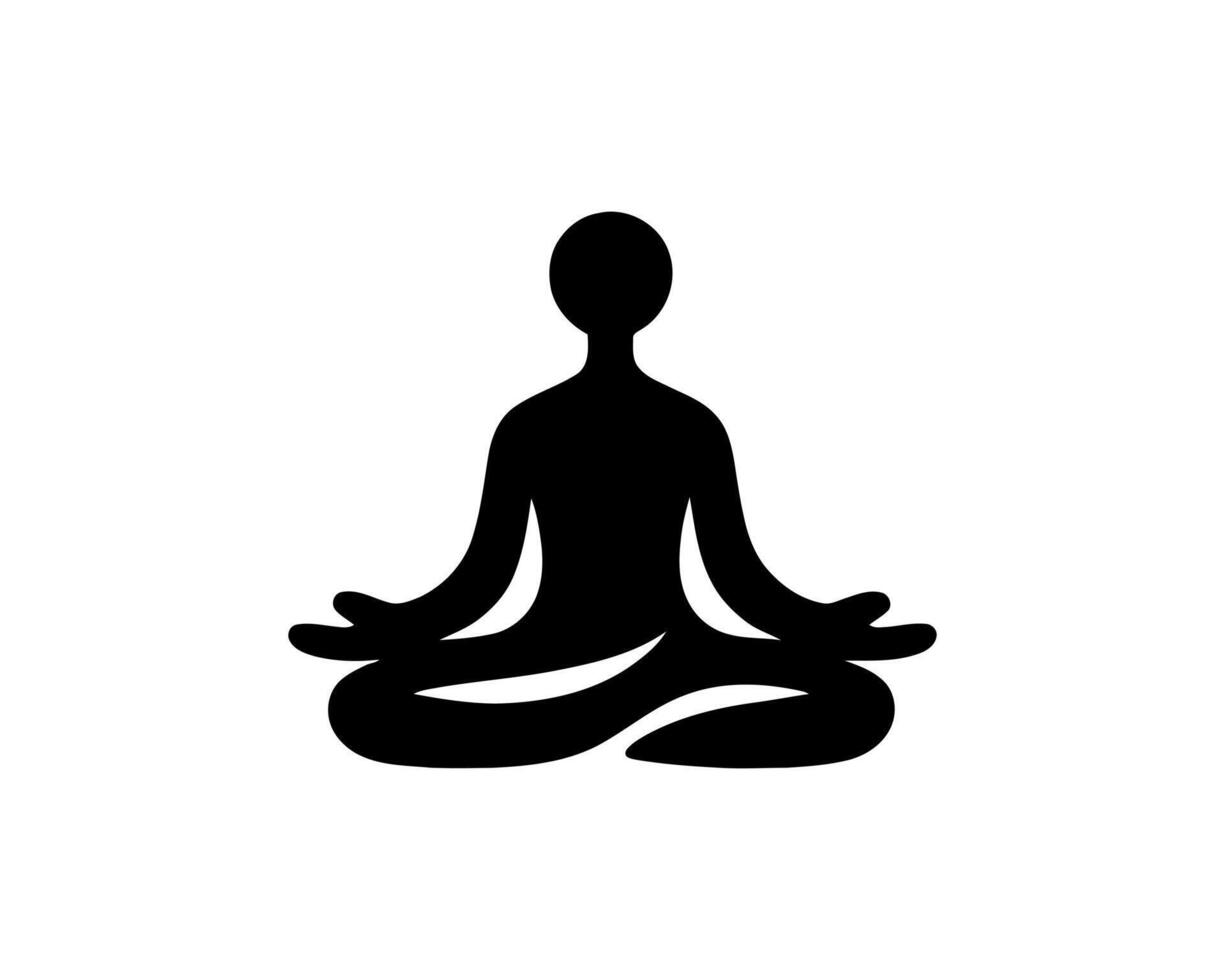 A black silhouette of a person sitting in a lotus position vector