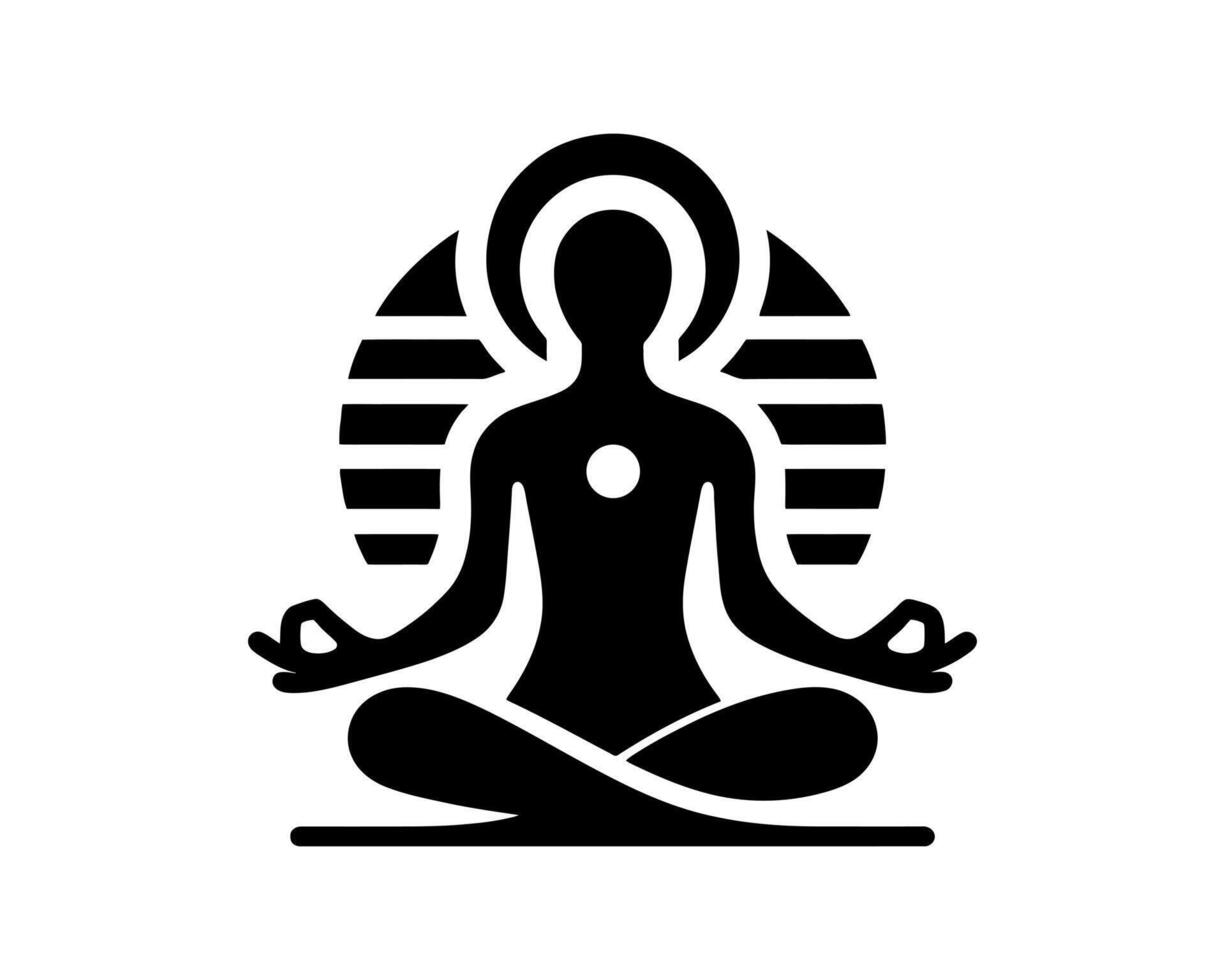 Yoga symbol with a woman in lotus position vector