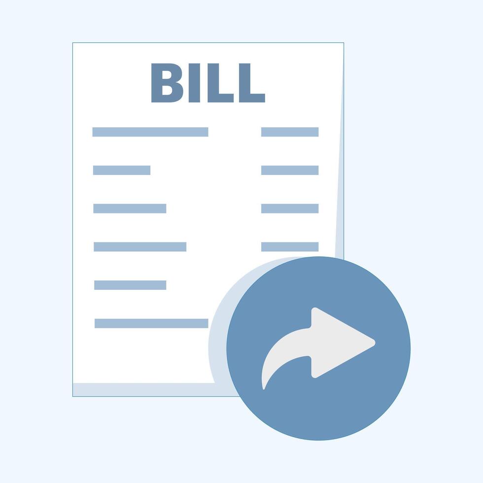 payment receipt with arrow sign, representing stock payment proof icon or button, Flat design illustration on background. vector