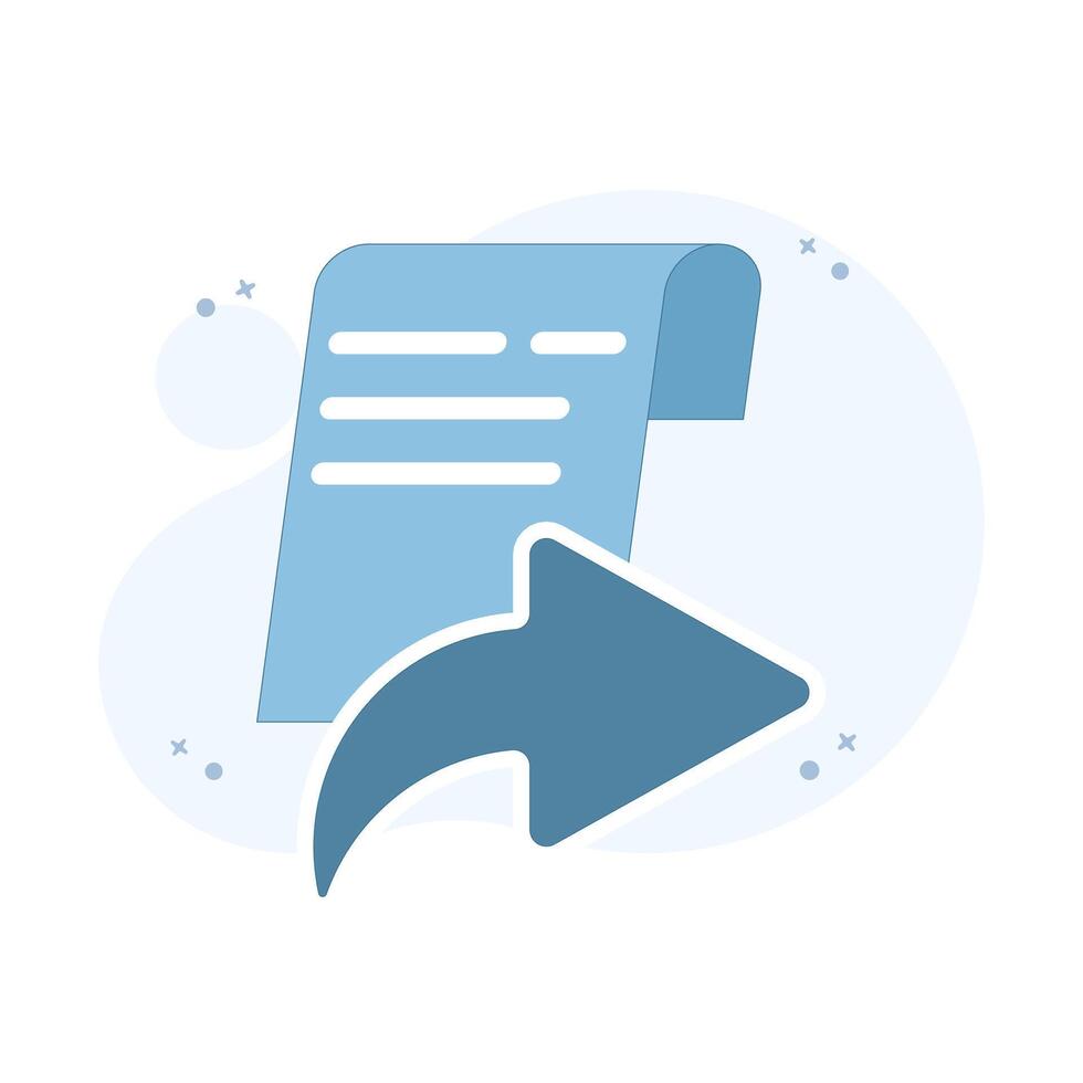 payment receipt with arrow, representing stock payment proof icon or button, Flat illustration on background. vector