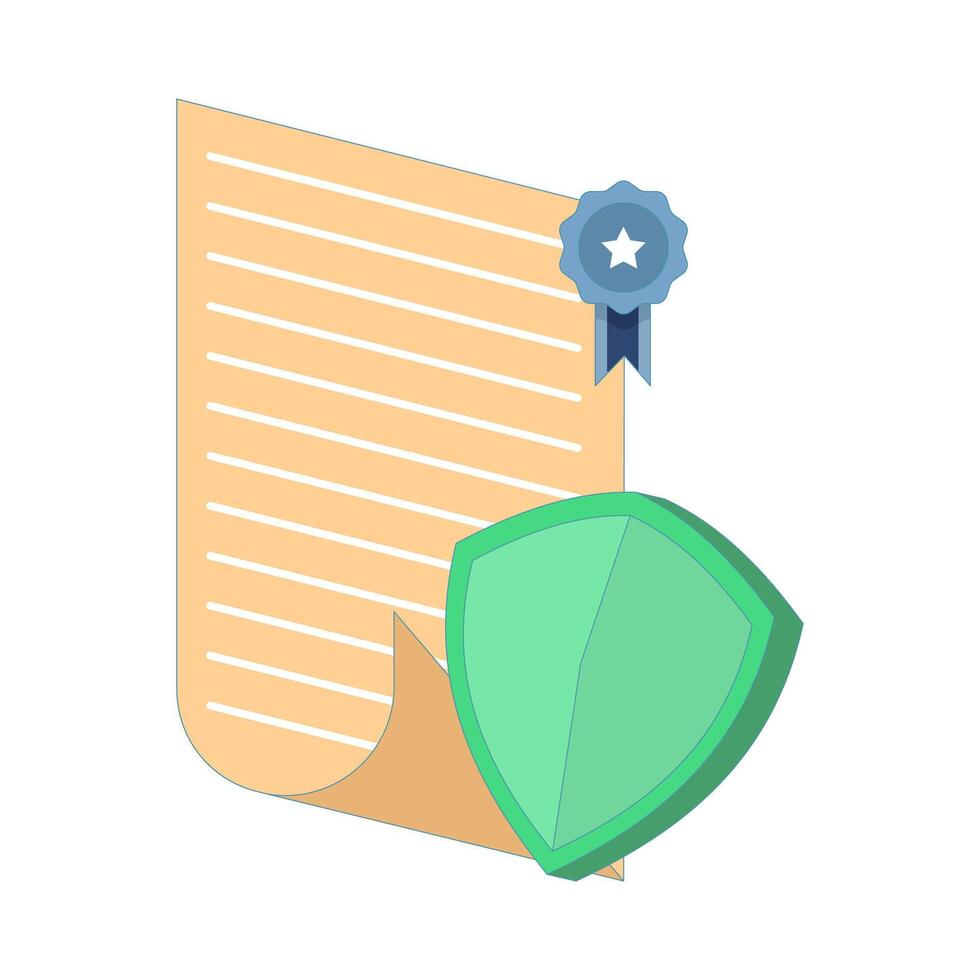 certified and secure platform. documents, badges, and shields that symbolize legality, authorization, or security assurance. business certification and compliance. Flat illustration. vector