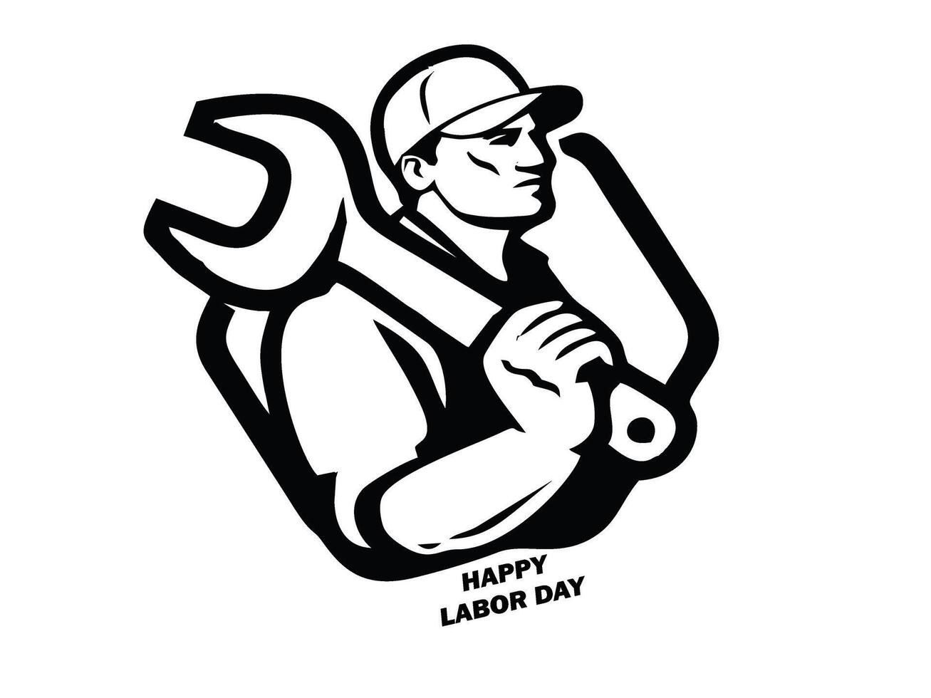 a man holding a wrench with the words happy labor day vector