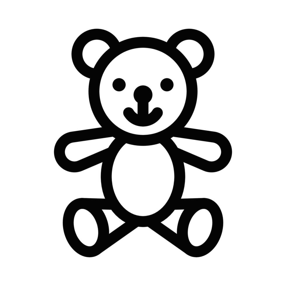 A black and white illustration of a teddy bear vector