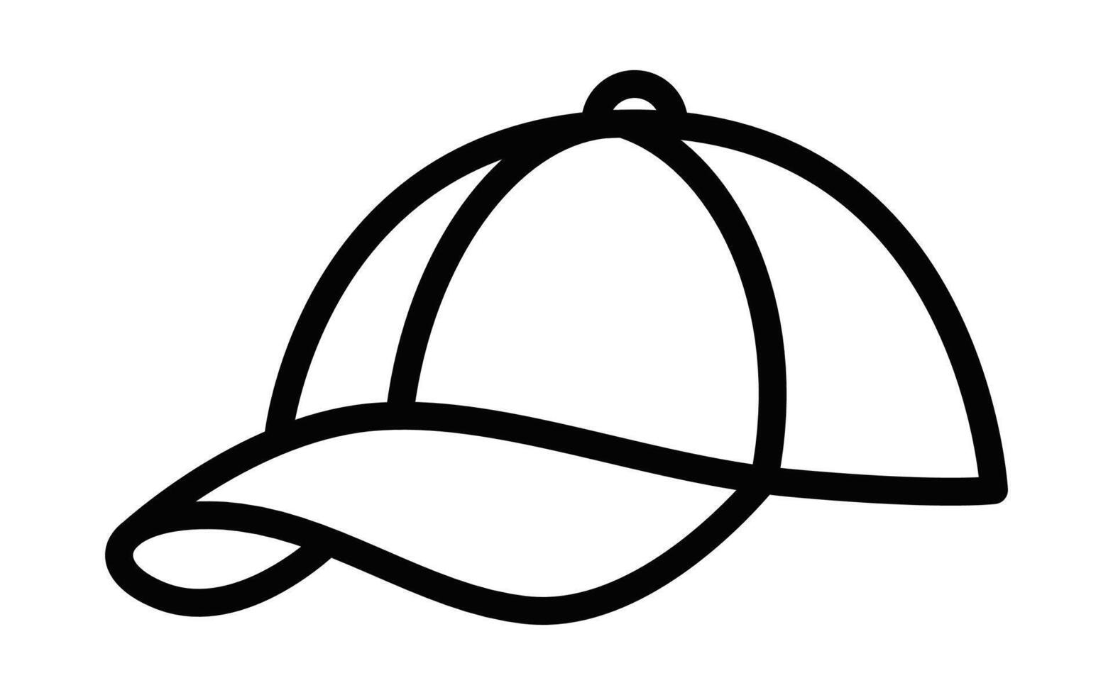 A black and white outline of a baseball cap vector