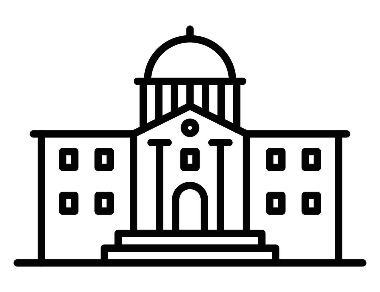 A black and white illustration of a building with a dome vector