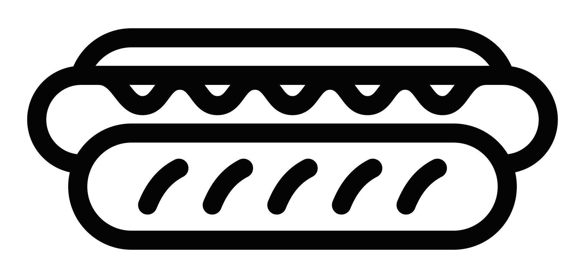 A black and white hot dog icon vector