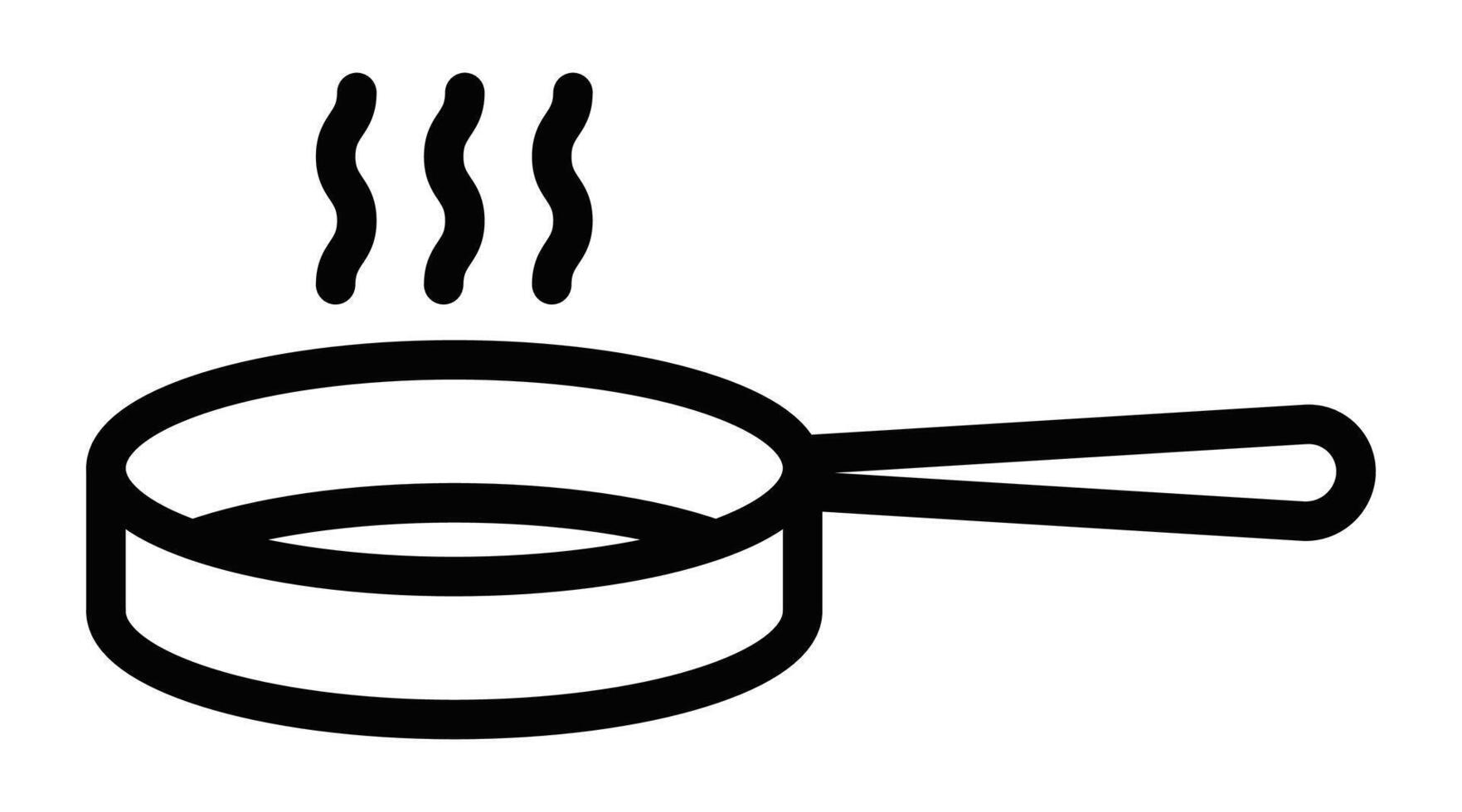 A black and white illustration of a frying pan vector