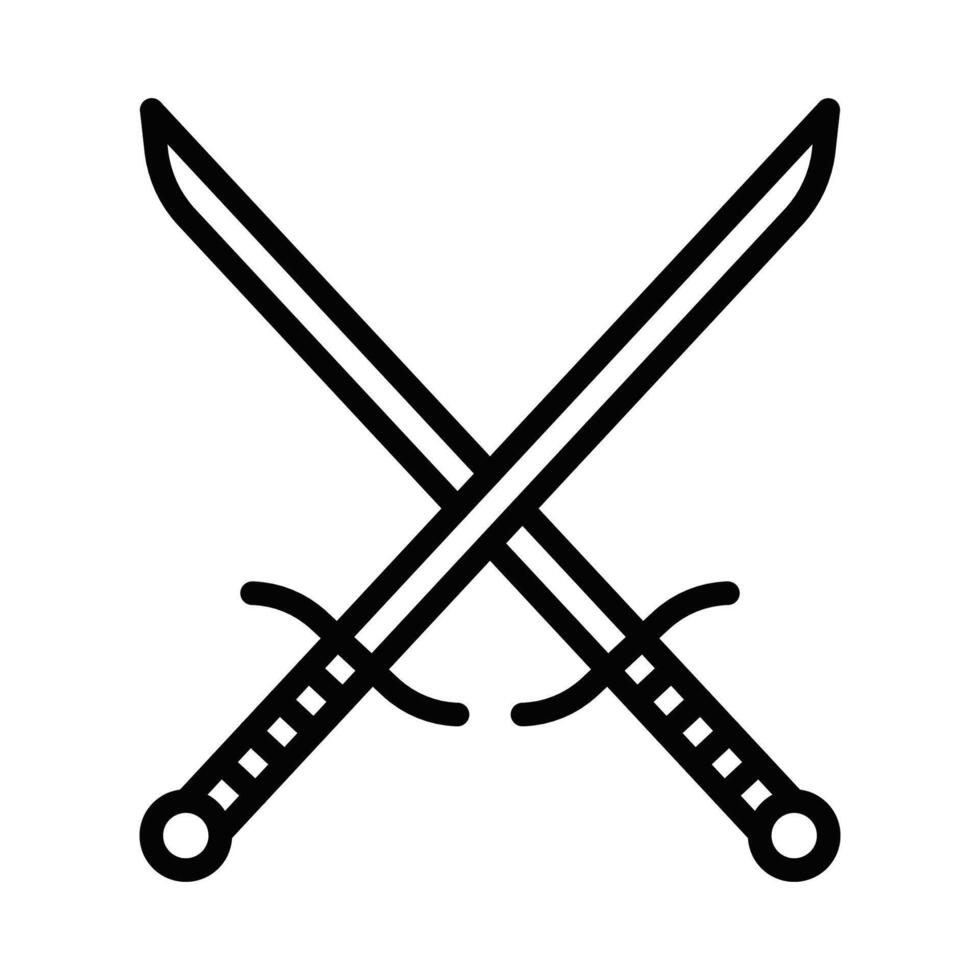 Two crossed swords icon on white background vector
