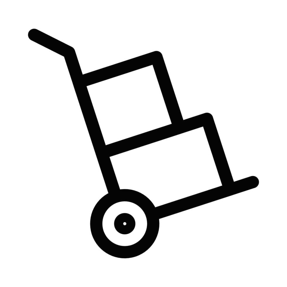 A black and white illustration of a hand truck vector