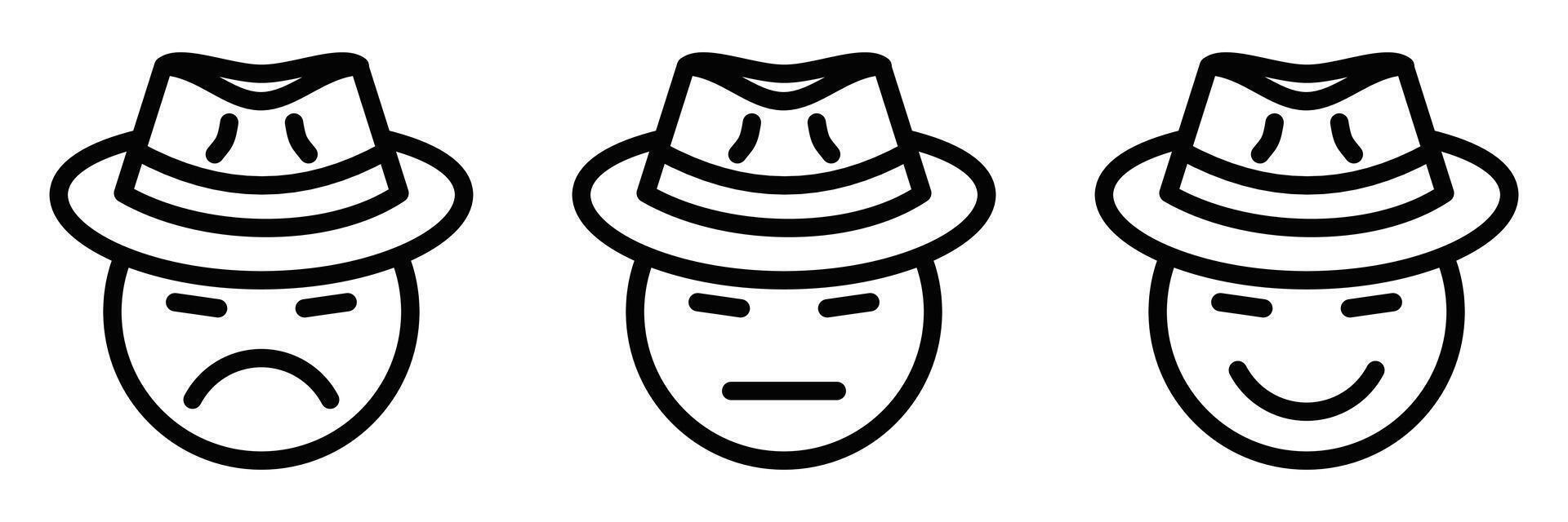 Three hats with different expressions vector