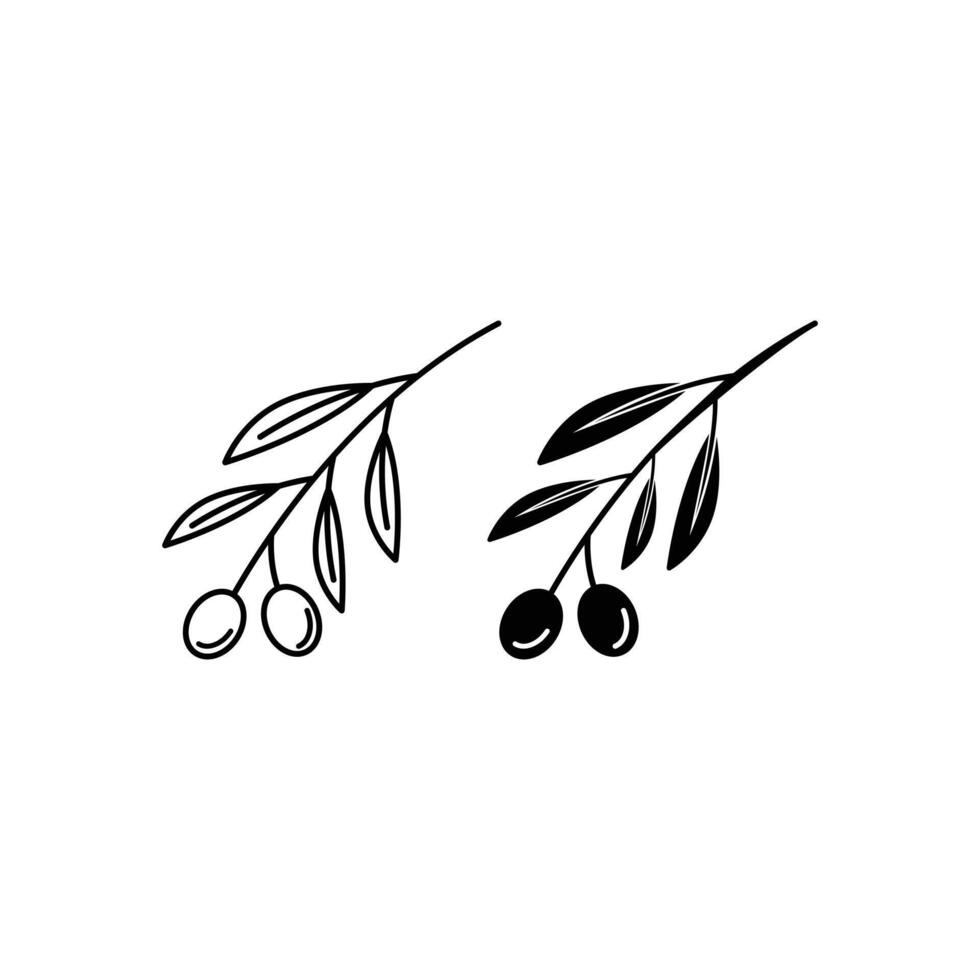olive icon design concept silhouette and outline style vector
