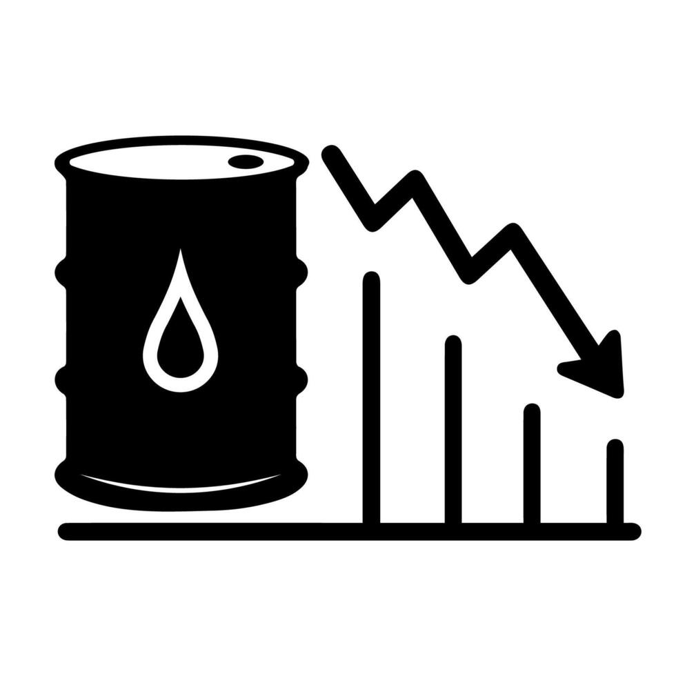 Plummeting Oil Prices Barrel and Downward Trend Chart vector
