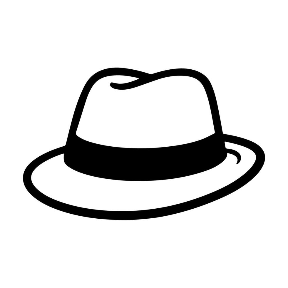 Stylish fedora hat icon in bold, clean line art vector