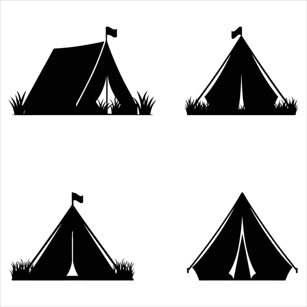 set of Silhouettes of Tent vector