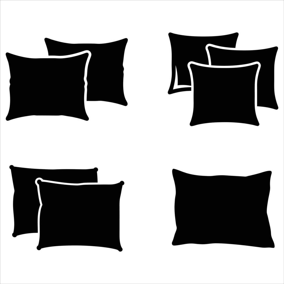 set of Silhouettes of Pillow vector