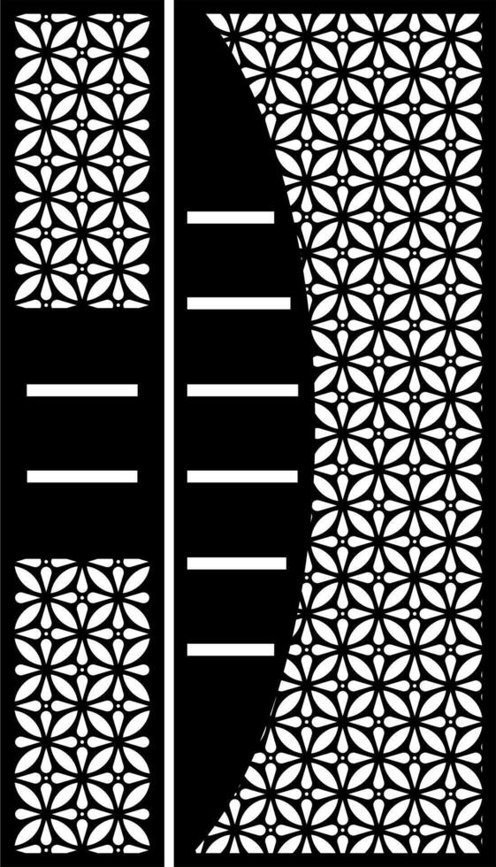 Decorative Black Metal Gate with Floral and Geometric Patterns vector