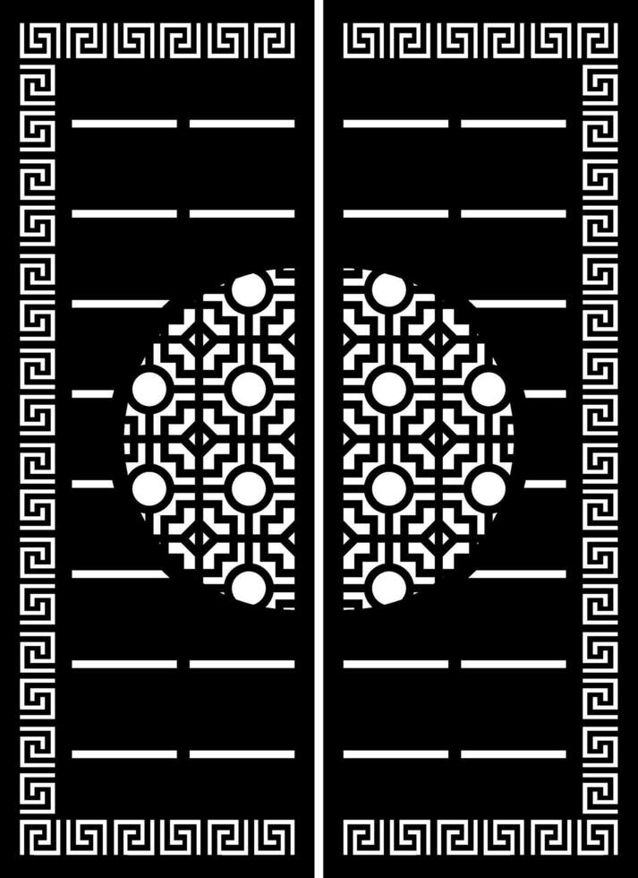 Decorative Metal Gate Design with Geometric and Greek Key Patterns vector