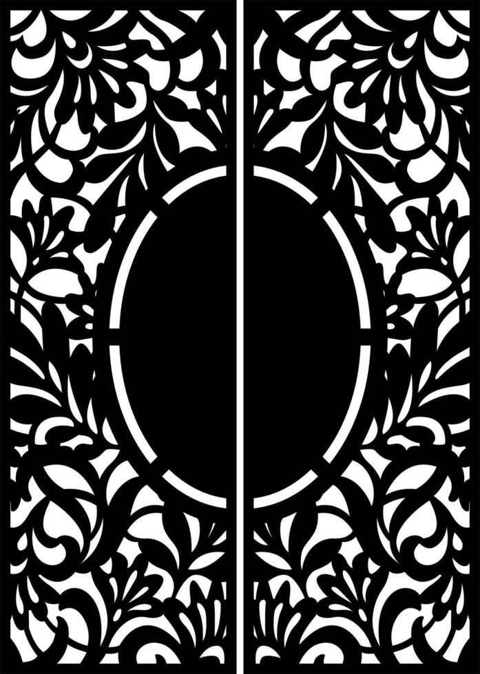 Elegant Floral Silhouette Panel Design vector