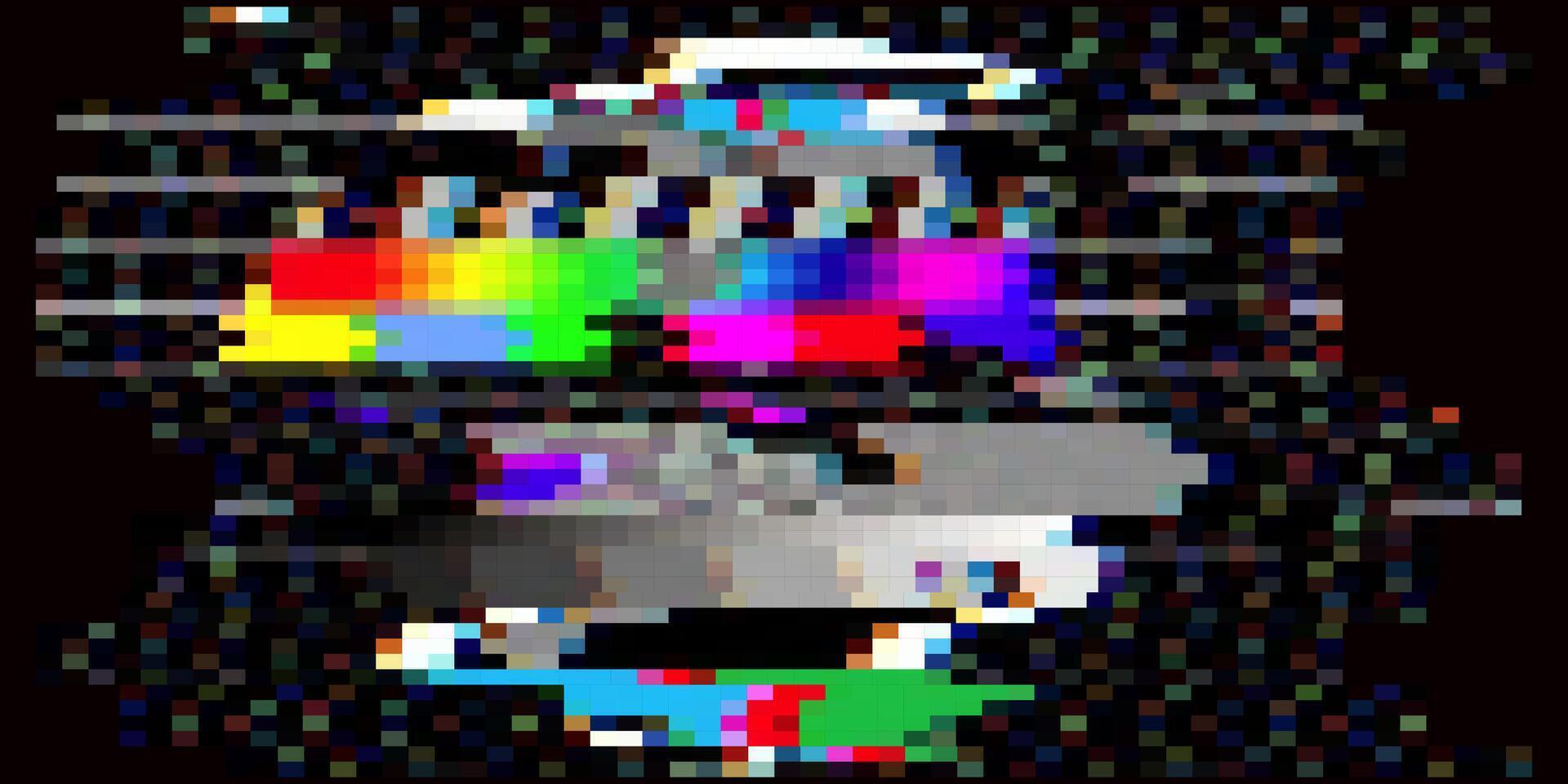 Retro pixel glitch background. Analog glitch overlay. no signal vintage TV frame. vector