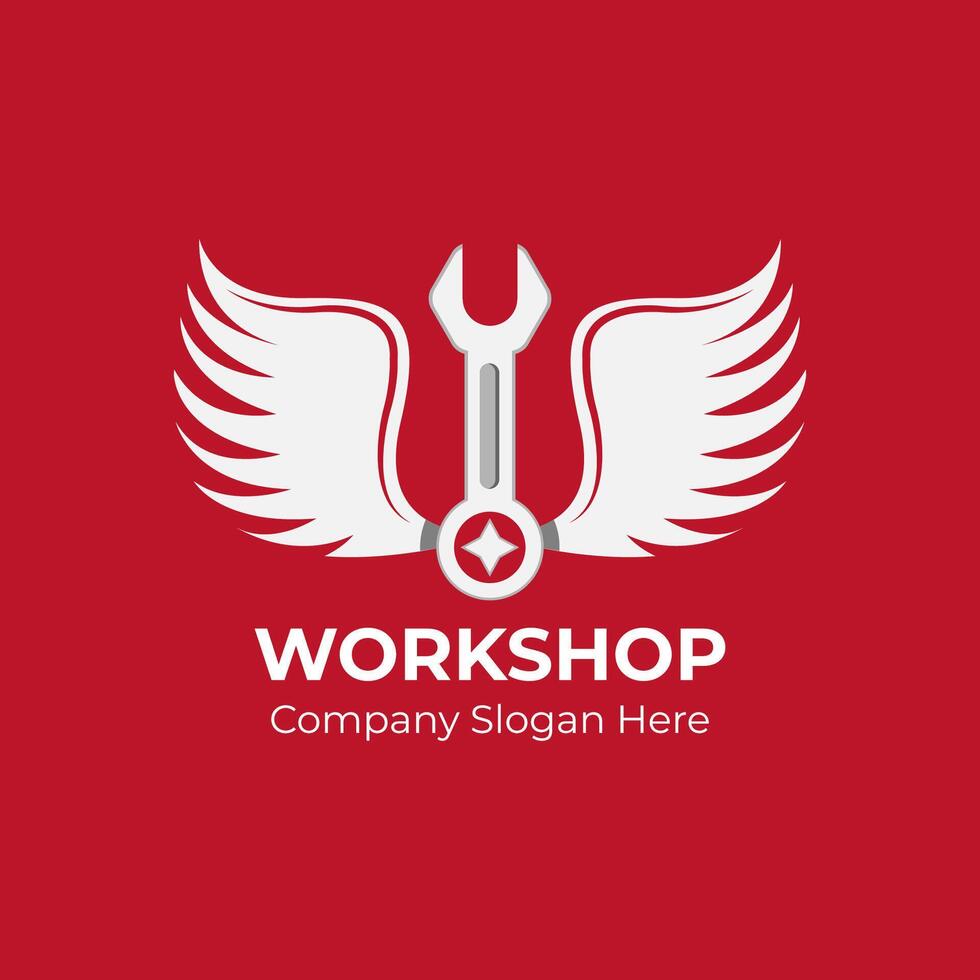 Wrench with wings logo. Wrench wings logo design concept for mechanic garage. vector