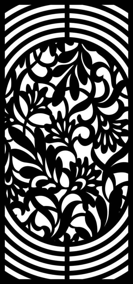 Elegant Black and White Floral Decorative Panel Design vector