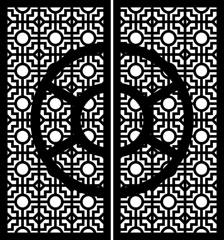 Decorative panel with geometric patterns and circular elements vector