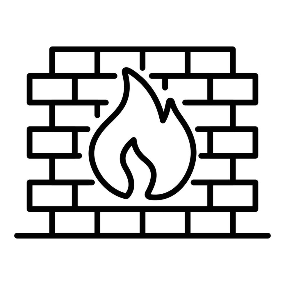 Firewall black round line icon vector