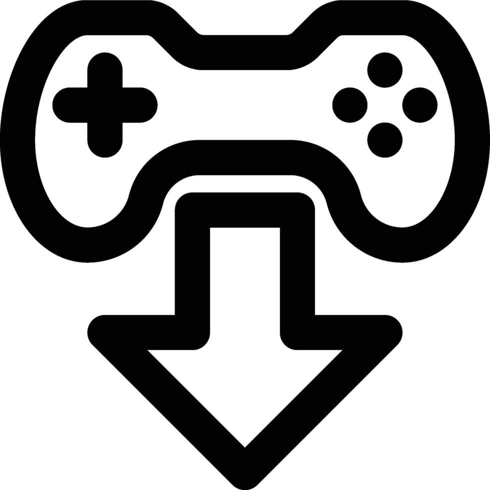 Game Download, Game Downloading, Down Move Outline Icon vector