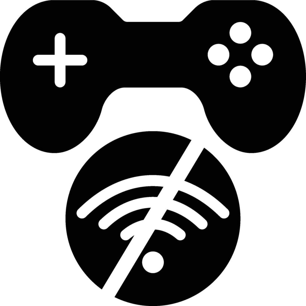 Offline Game, Offline Gaming, No Signal Glyph Solid Icon vector