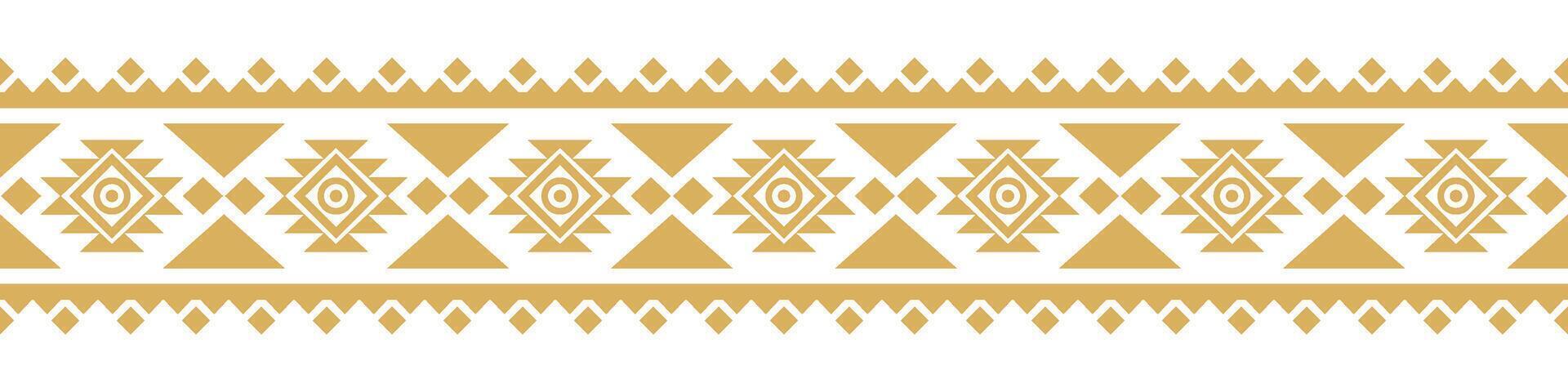 Gold Border with Aztec Tribal Geometric Ethnic Abstract Boho Motif. vector