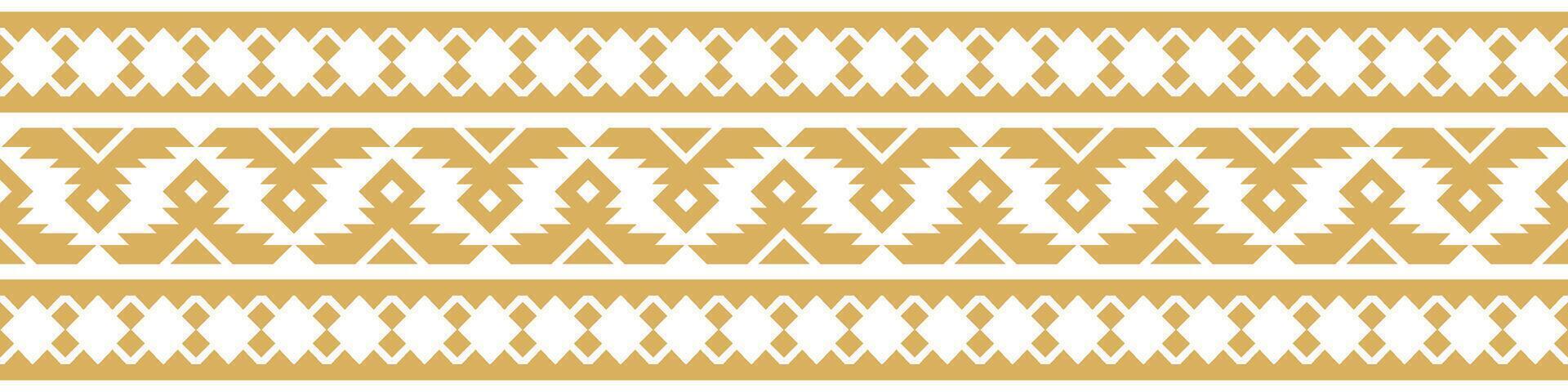 Abstract Geometric Aztec Border with Tribal Gold Ethnic Boho Style. vector