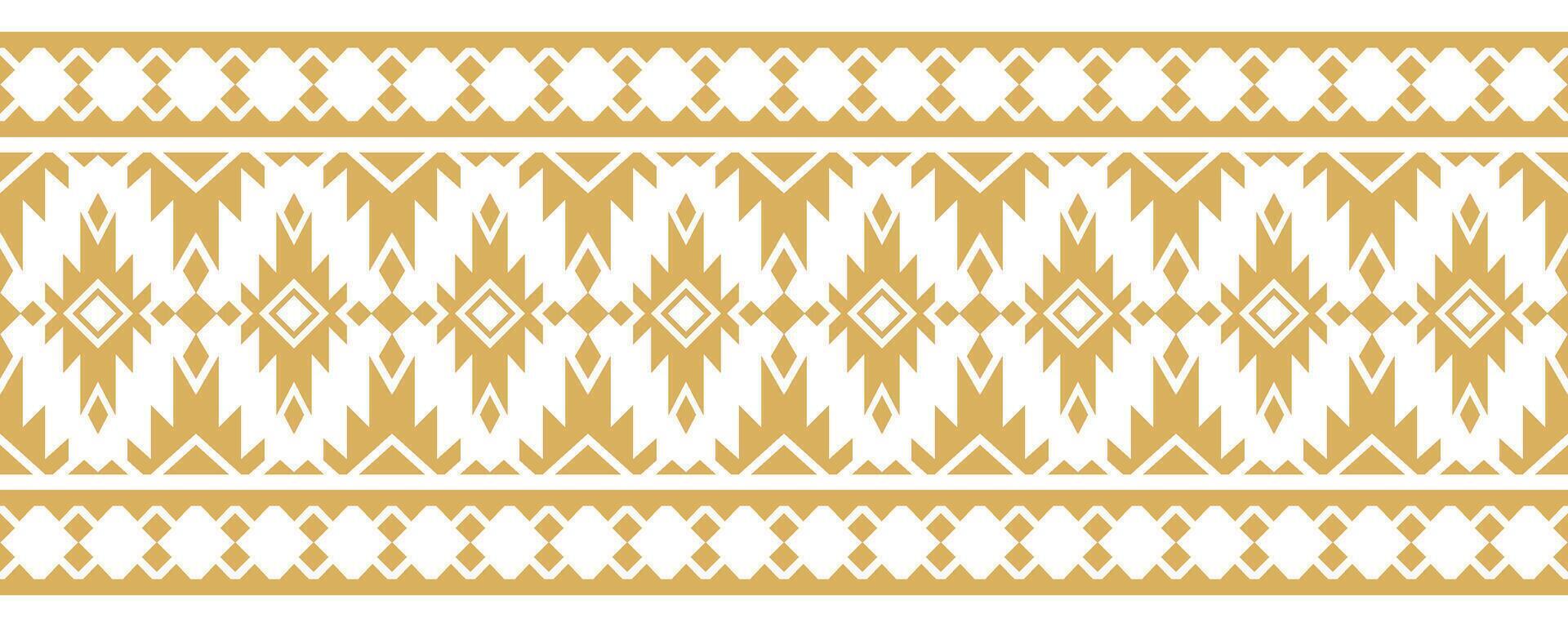 Gold Ethnic Pattern with Geometric Aztec Abstract Border Elements. vector