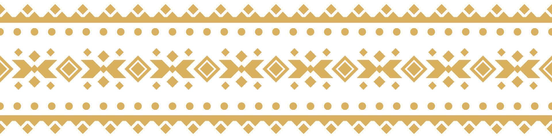 Seamless Gold Aztec Pattern with Abstract Ethnic Geometric Border. vector