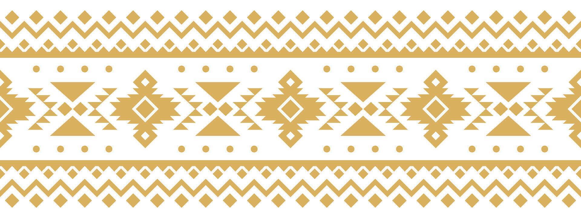 Ethnic Boho Aztec Design Featuring Geometric Gold Tribal Border. vector