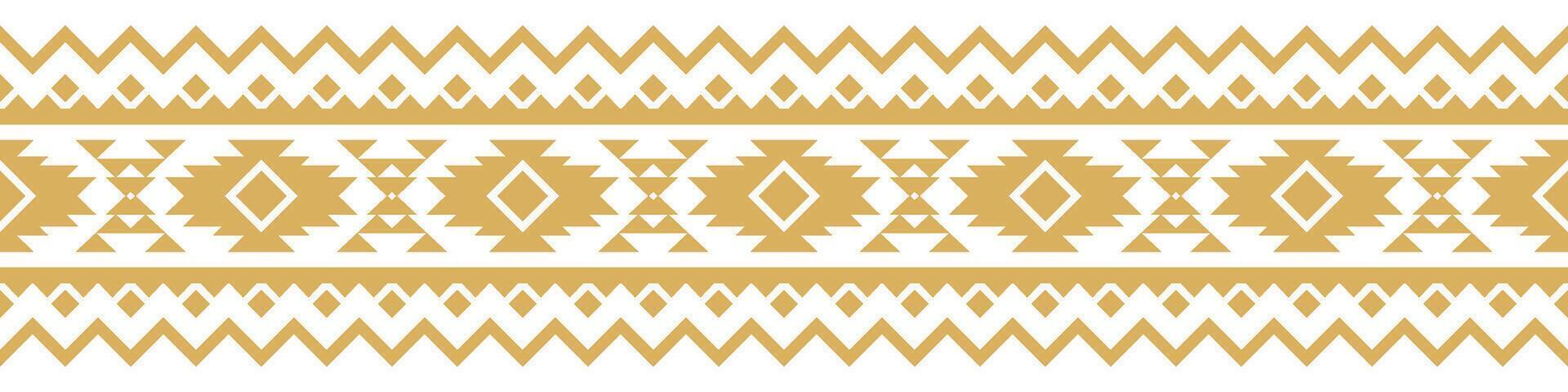 Tribal Boho Ethnic Abstract Gold Aztec Geometric Border Pattern. vector