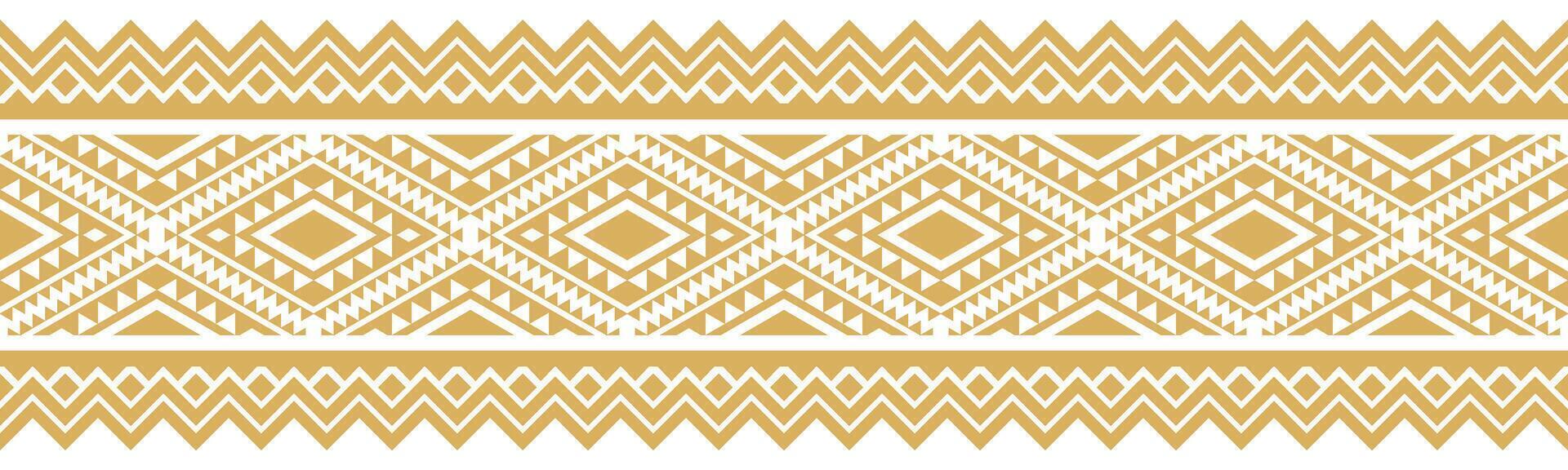 Gold Tribal Border with Abstract Aztec Ethnic Geometric Boho Design. vector