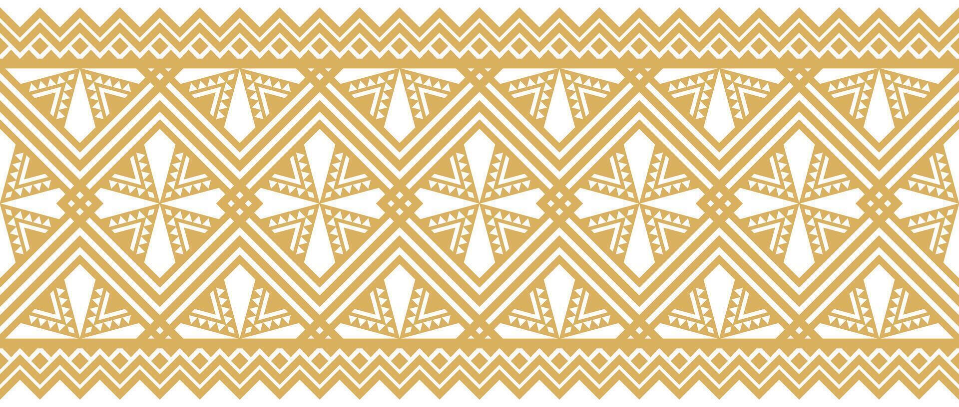 Abstract Boho Ethnic Design with Gold Aztec Geometric Border. vector