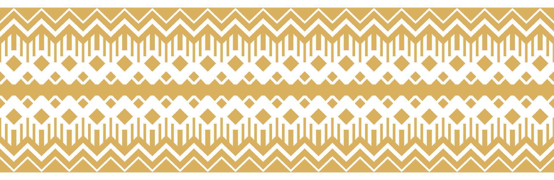 Geometric Aztec Border in Gold with Ethnic Abstract Ornament Design. vector