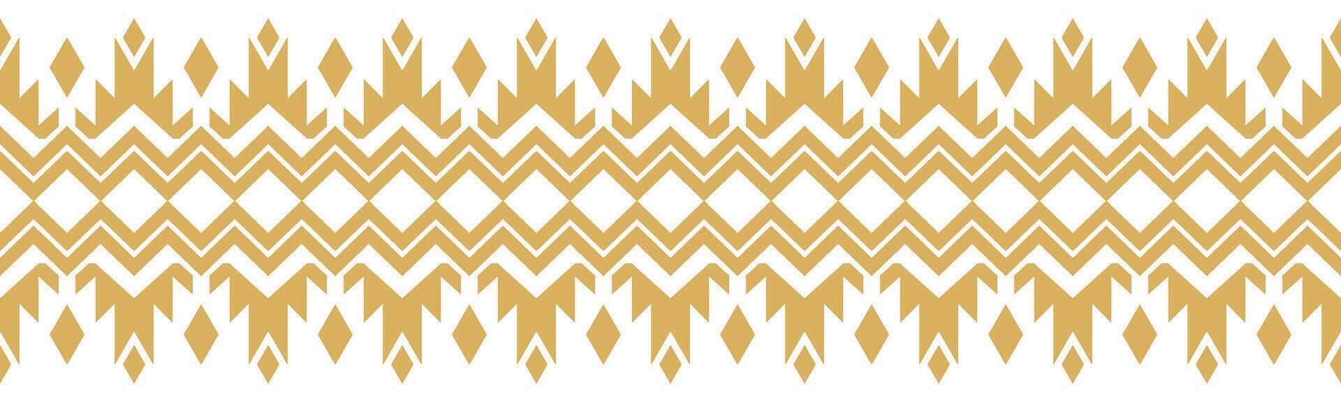 Gold Tribal Border in Ethnic Abstract Style with Geometric Aztec Patterns. vector
