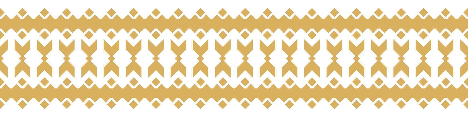 Modern Ethnic Aztec Border in Gold with Geometric Abstract Design. vector