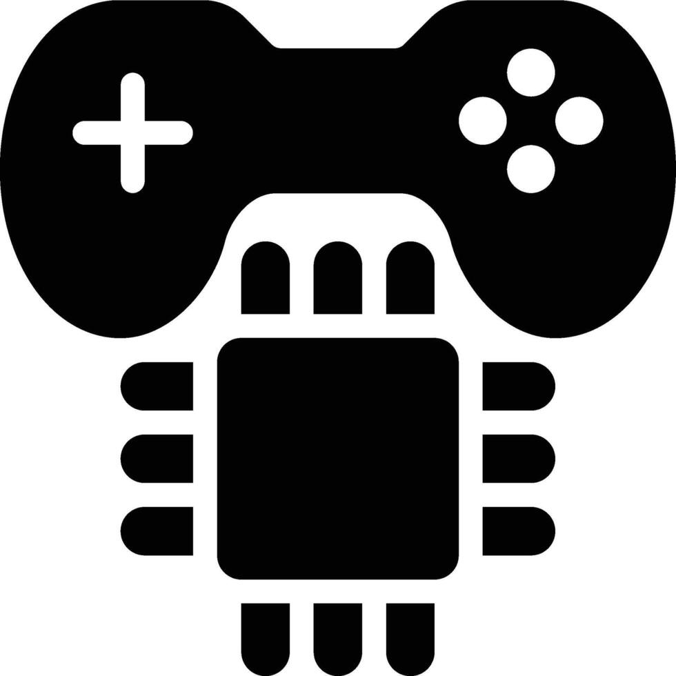 Gaming Chipset, Gaming Processor, Gaming CPU Glyph Solid Icon vector