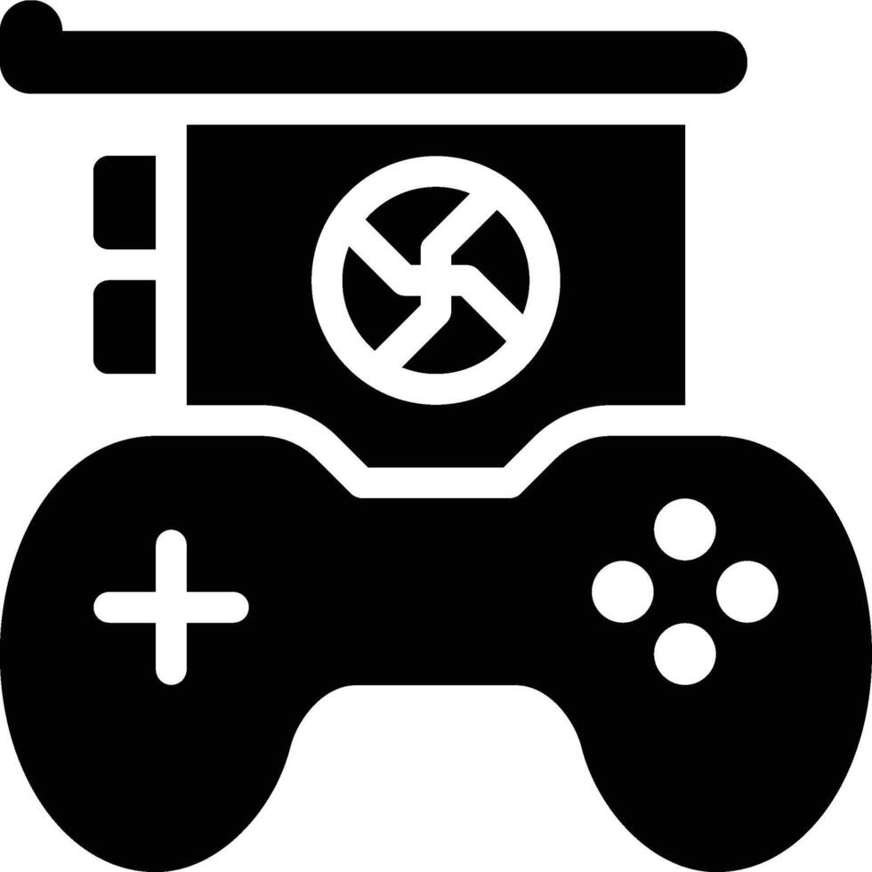Gaming, VGA Card, GPU Glyph Solid Icon vector