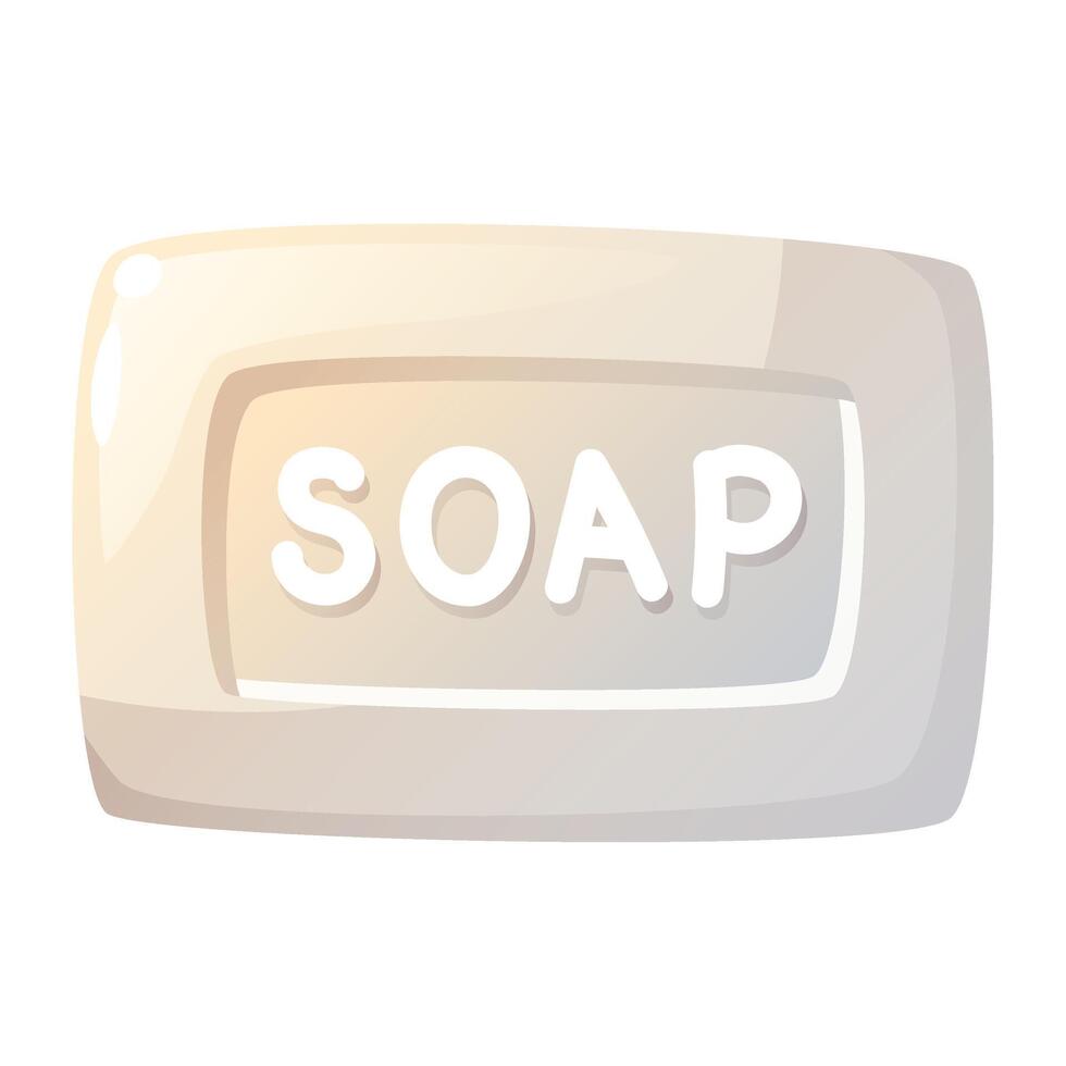 illustration of white soap for skin care, for body, laundry soap. Detergent for house cleaning. Spring cleaning, cleaning, cleanliness in the house. vector