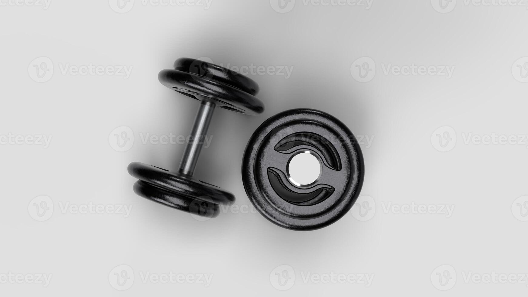 mockup of two dumbbells with lid, top view photo