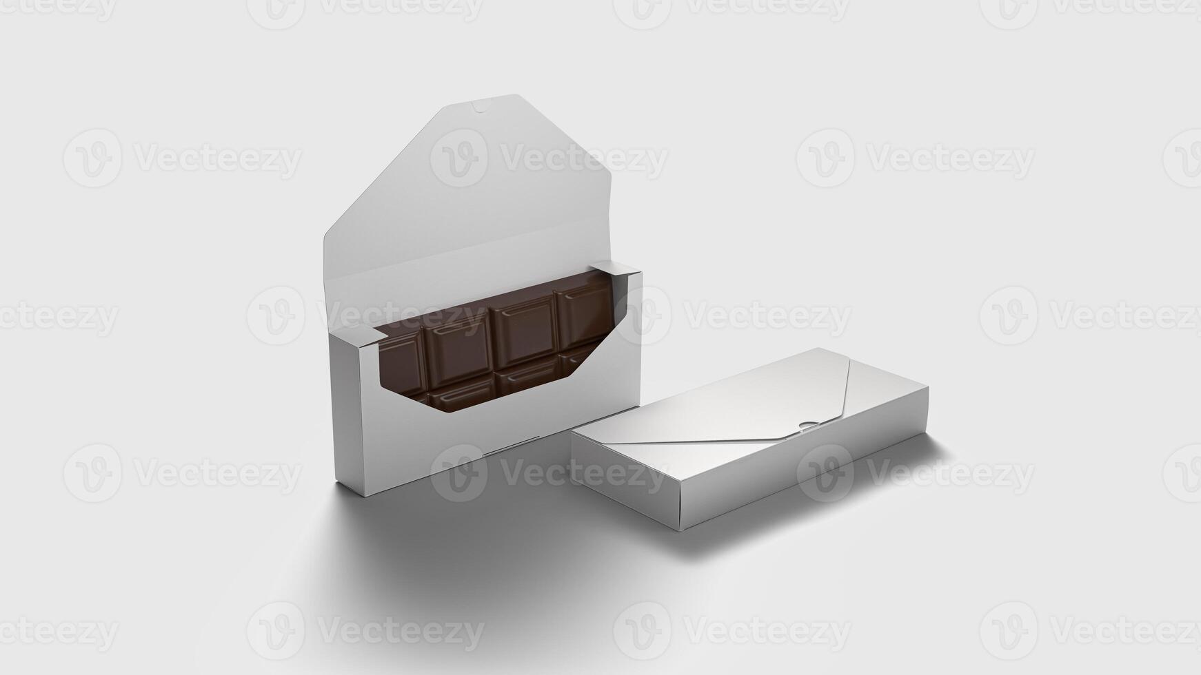 two chocolate bar boxes, left view photo